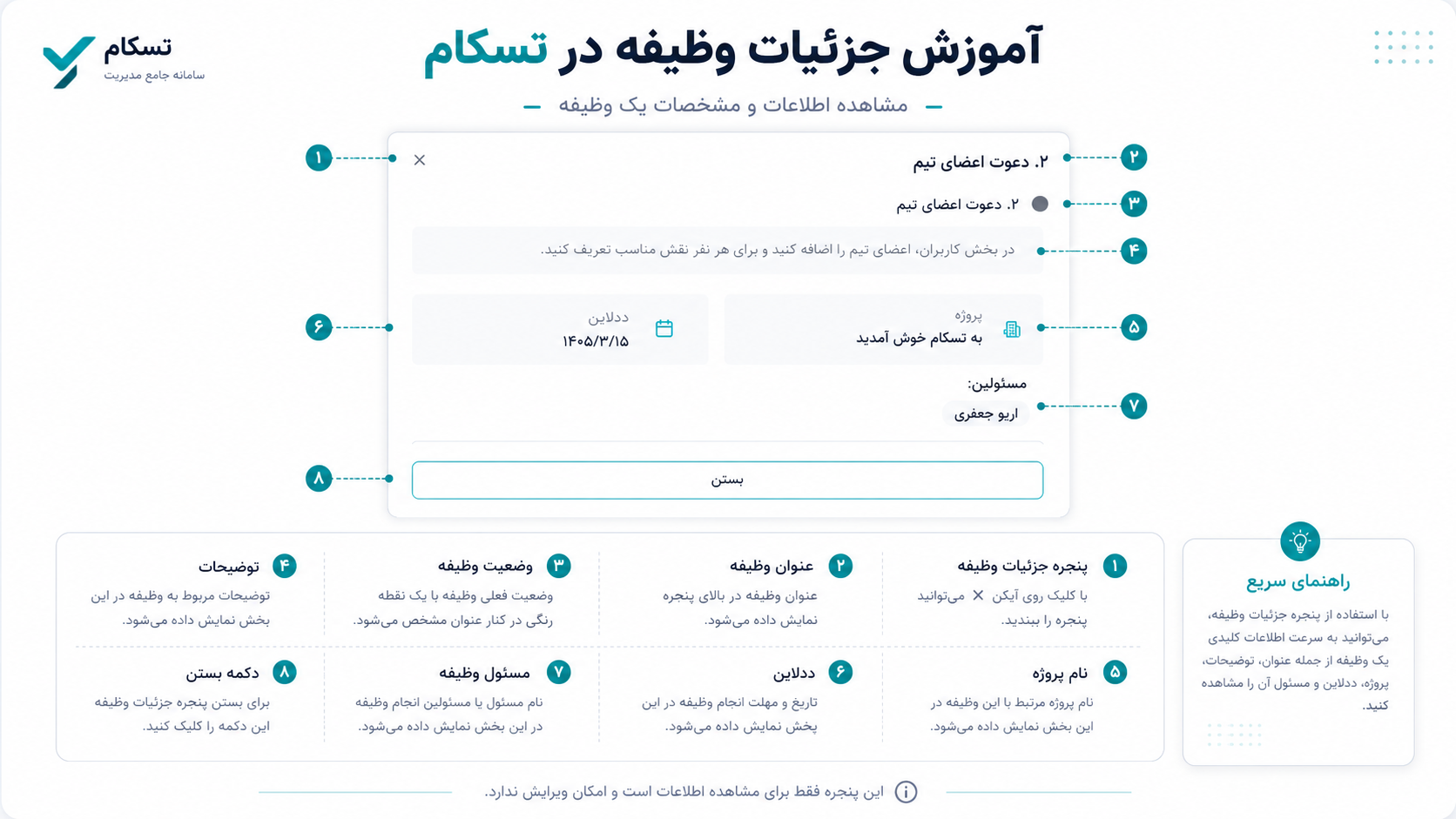 جزییات وظایف|تسکام